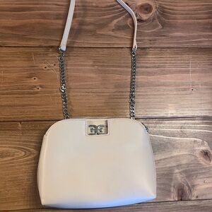 Sam Edelman White Leather Handbag with Chain Strap